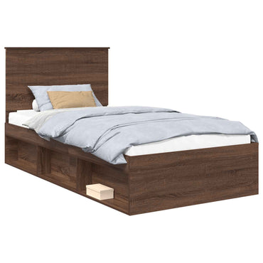 vidaXL Bettrahmen Braun Eichen-Optik 100 x 200 cm Massives Kiefernholz