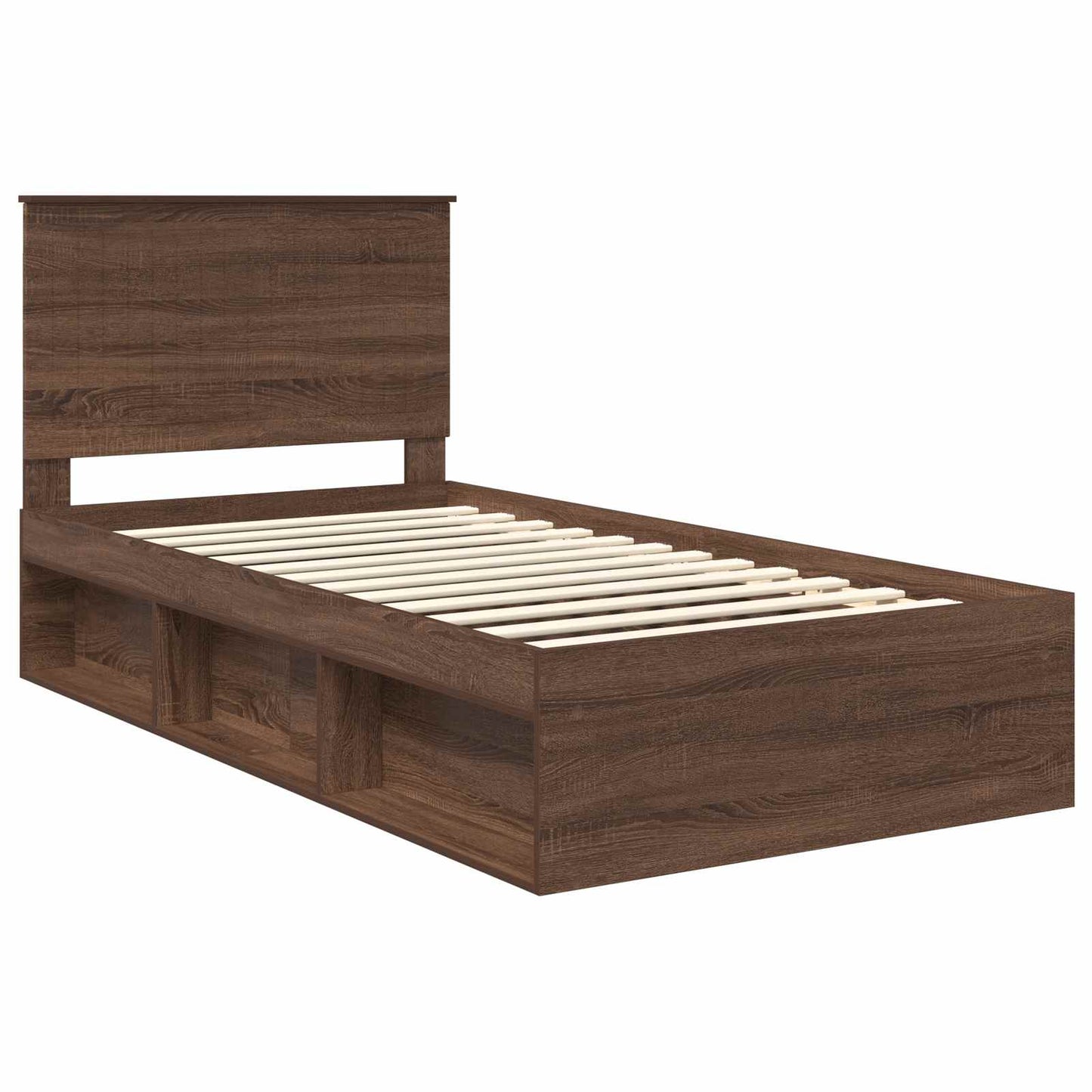 vidaXL Bettrahmen Braun Eichen-Optik 100 x 200 cm Massives Kiefernholz