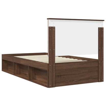 vidaXL Bettrahmen Braun Eichen-Optik 100 x 200 cm Massives Kiefernholz