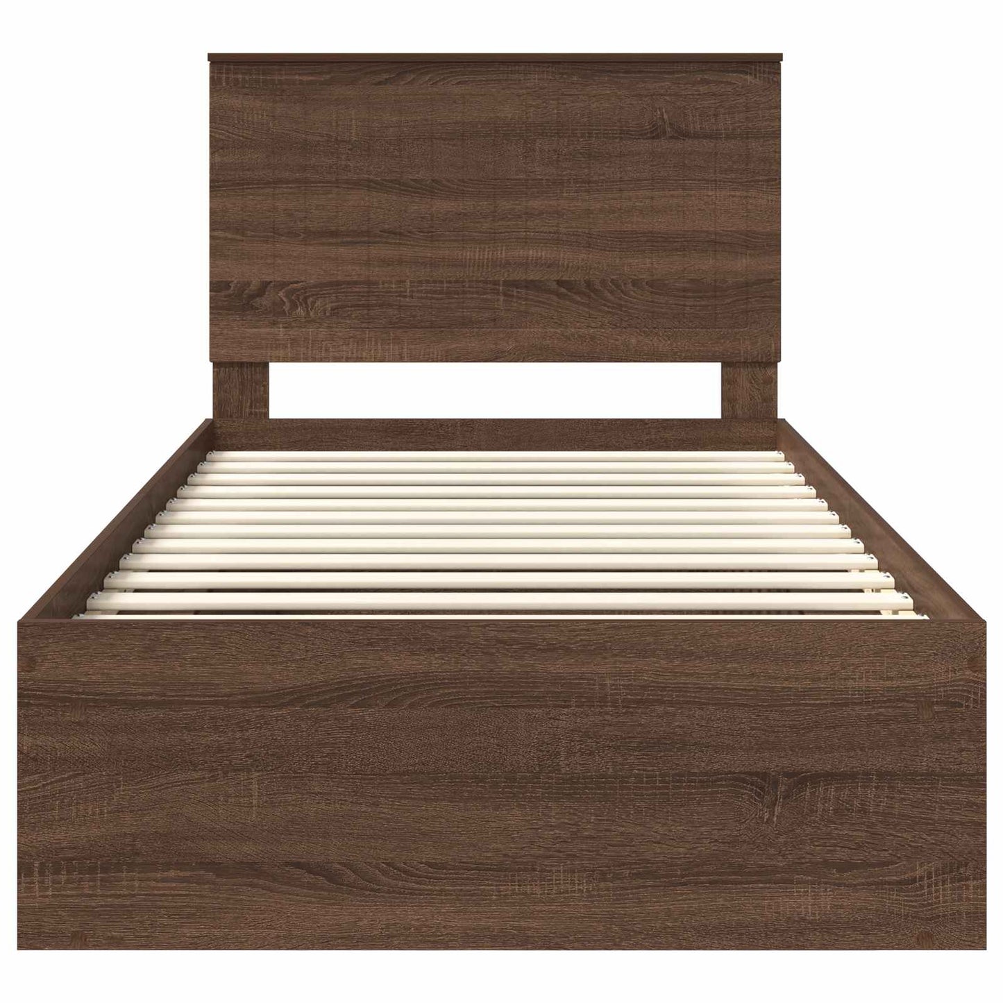 vidaXL Bettrahmen Braun Eichen-Optik 100 x 200 cm Massives Kiefernholz