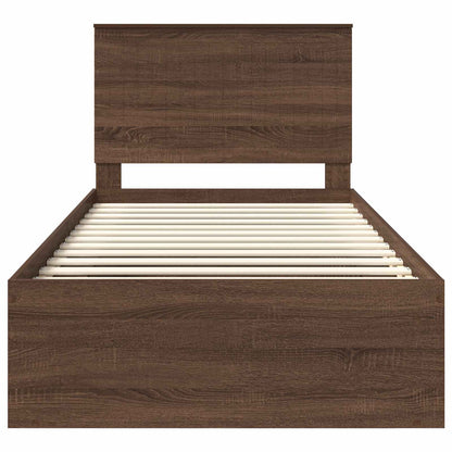 vidaXL Bettrahmen Braun Eichen-Optik 100 x 200 cm Massives Kiefernholz