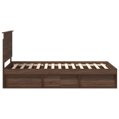 vidaXL Bettrahmen Braun Eichen-Optik 100 x 200 cm Massives Kiefernholz