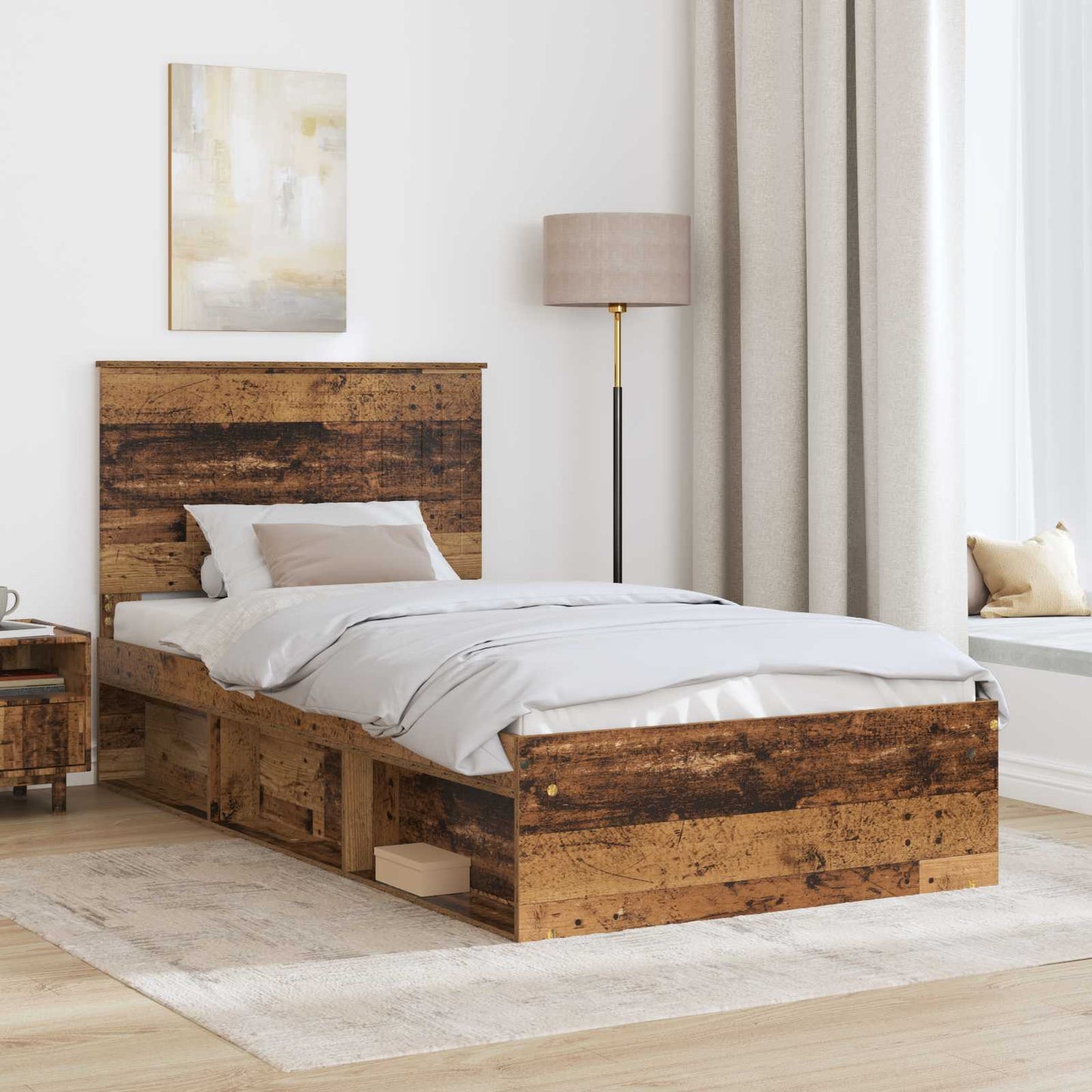 vidaXL Bettrahmen Altholz 100 x 200 cm Massives Kiefernholz