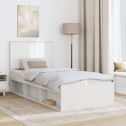 vidaXL Bettrahmen mit Kopfteil Weiß 90 x 200 cm Massives Kiefernholz