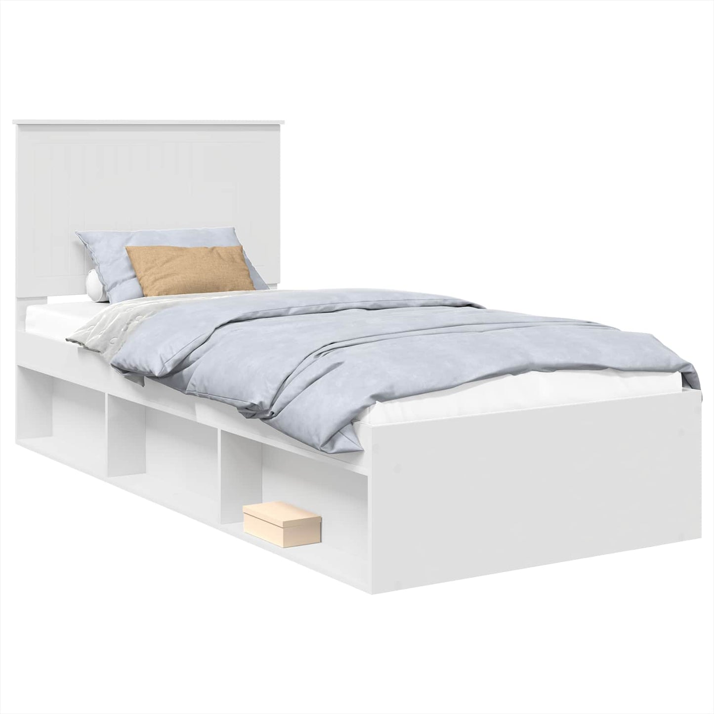 vidaXL Bettrahmen mit Kopfteil Weiß 90 x 200 cm Massives Kiefernholz