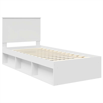 vidaXL Bettrahmen mit Kopfteil Weiß 90 x 200 cm Massives Kiefernholz