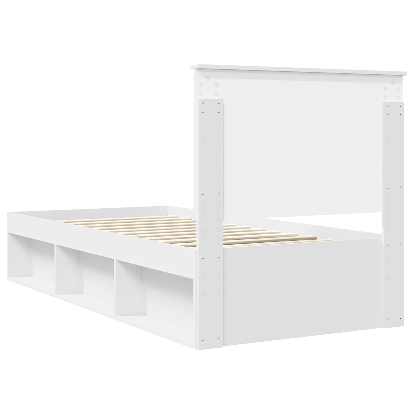 vidaXL Bettrahmen mit Kopfteil Weiß 90 x 200 cm Massives Kiefernholz