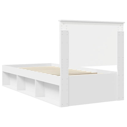 vidaXL Bettrahmen mit Kopfteil Weiß 90 x 200 cm Massives Kiefernholz