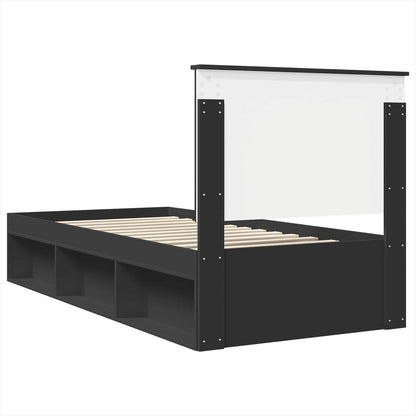 vidaXL Bettrahmen Schwarz 90 x 200 cm Massives Kiefernholz