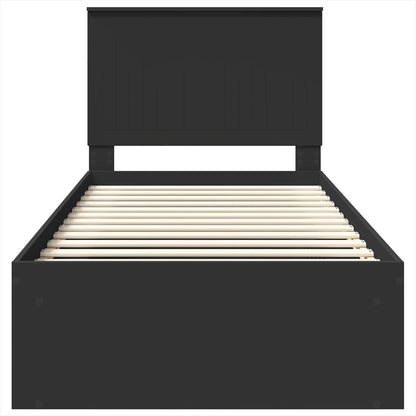 vidaXL Bettrahmen Schwarz 90 x 200 cm Massives Kiefernholz