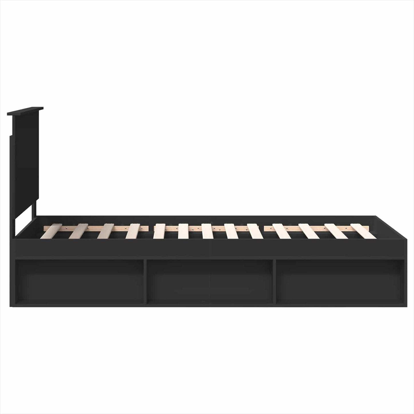 vidaXL Bettrahmen Schwarz 90 x 200 cm Massives Kiefernholz