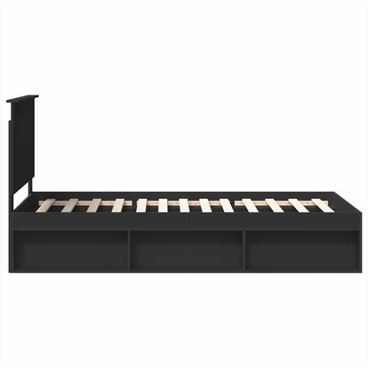 vidaXL Bettrahmen Schwarz 90 x 200 cm Massives Kiefernholz