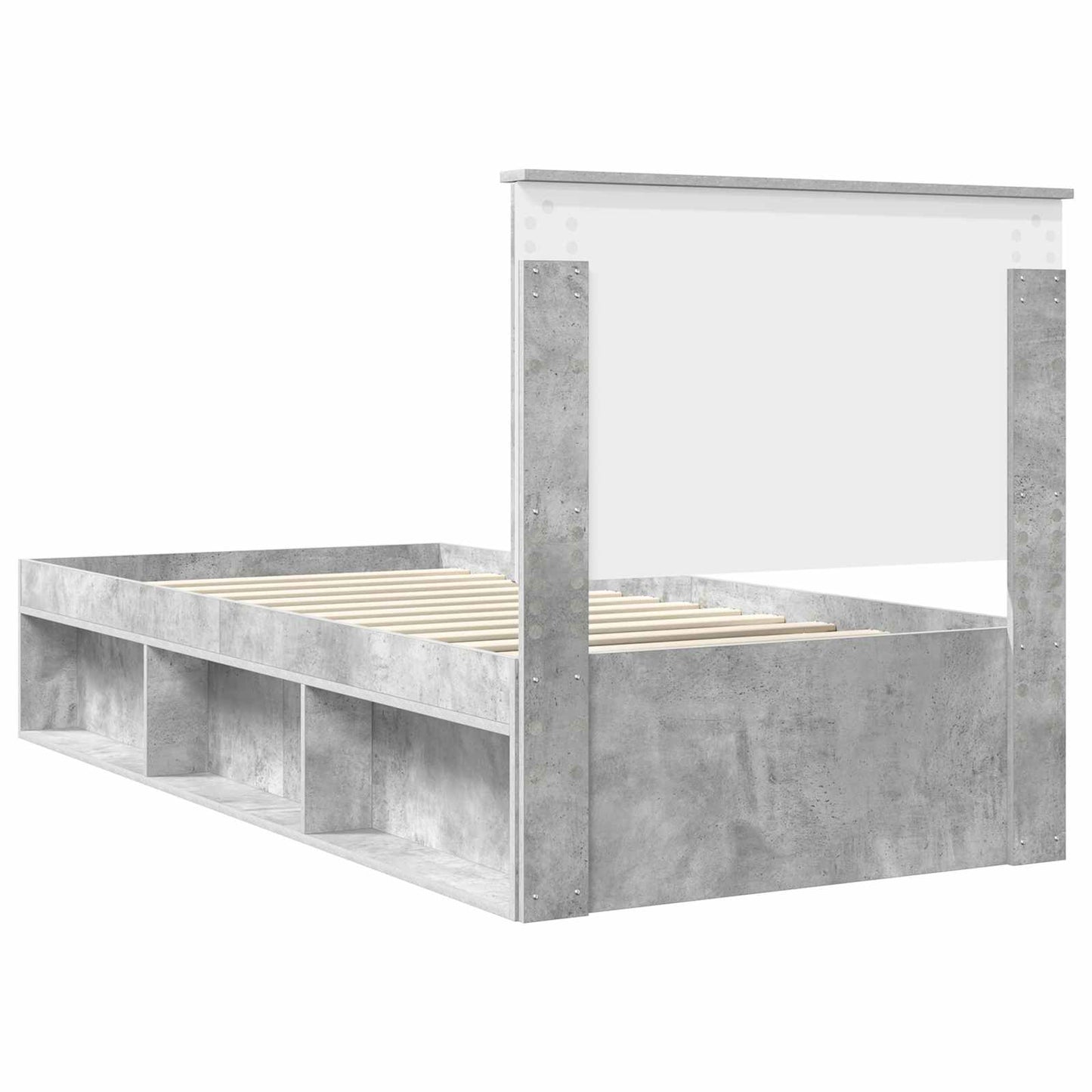 vidaXL Bettrahmen mit Kopfteil Beton 90 x 200 cm Massives Kiefernholz