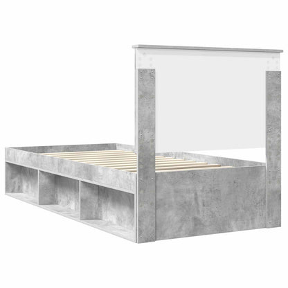 vidaXL Bettrahmen mit Kopfteil Beton 90 x 200 cm Massives Kiefernholz