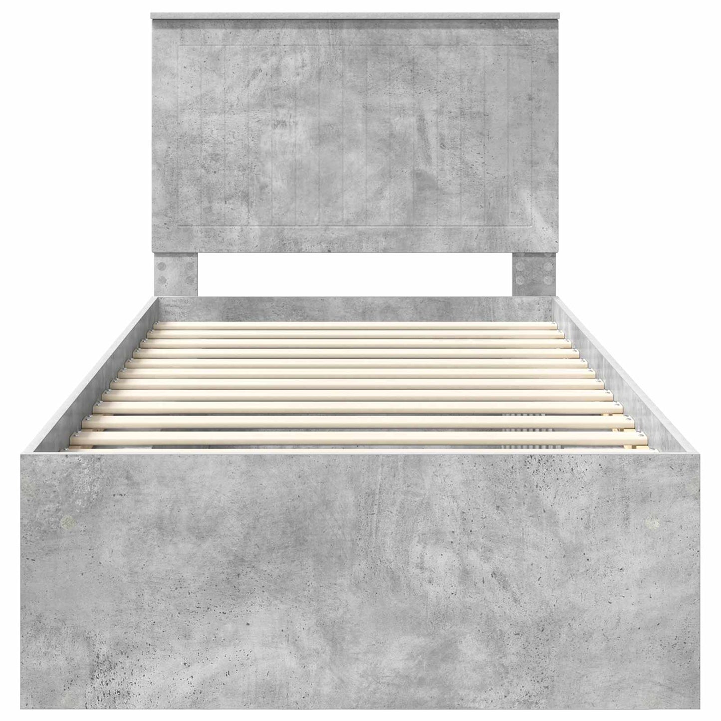 vidaXL Bettrahmen mit Kopfteil Beton 90 x 200 cm Massives Kiefernholz
