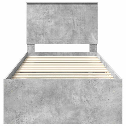vidaXL Bettrahmen mit Kopfteil Beton 90 x 200 cm Massives Kiefernholz