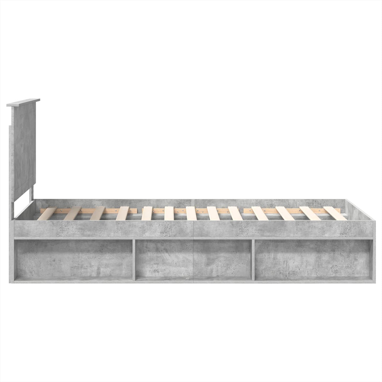 vidaXL Bettrahmen mit Kopfteil Beton 90 x 200 cm Massives Kiefernholz