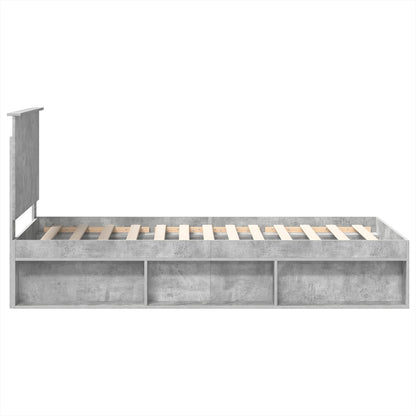 vidaXL Bettrahmen mit Kopfteil Beton 90 x 200 cm Massives Kiefernholz