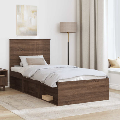 vidaXL Bettrahmen Braun Eichen-Optik 90 x 200 cm Massives Kiefernholz