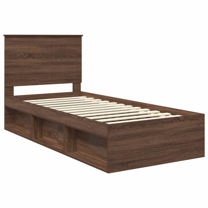 vidaXL Bettrahmen Braun Eichen-Optik 90 x 200 cm Massives Kiefernholz