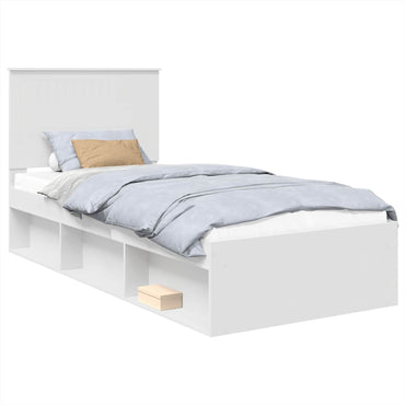 vidaXL Bettrahmen mit Kopfteil Weiß 90 x 190 cm Massives Kiefernholz