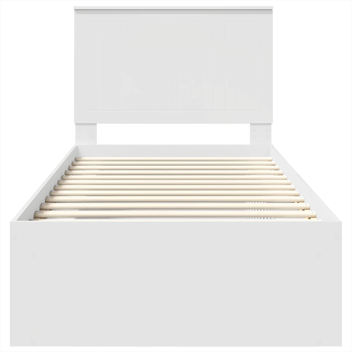 Bettrahmen mit Kopfteil Weiß 90 x 190 cm Massives Kiefernholz