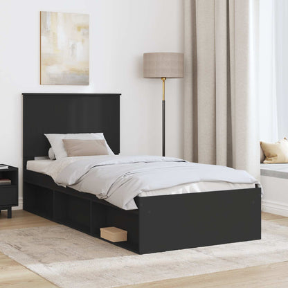 vidaXL Bettrahmen Schwarz 90 x 190 cm Massives Kiefernholz