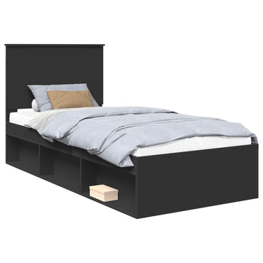 vidaXL Bettrahmen Schwarz 90 x 190 cm Massives Kiefernholz