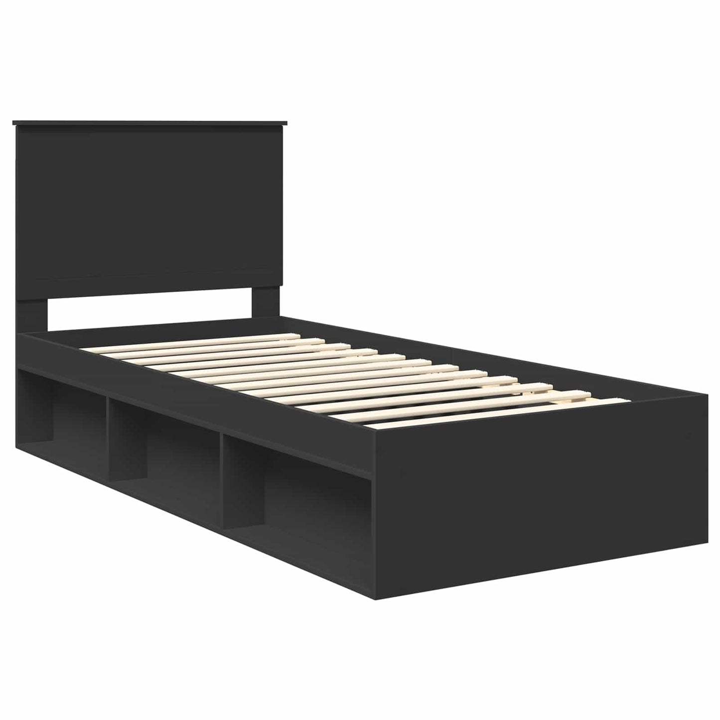 vidaXL Bettrahmen Schwarz 90 x 190 cm Massives Kiefernholz