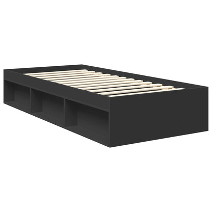 vidaXL Bettrahmen Schwarz 90 x 190 cm Massives Kiefernholz
