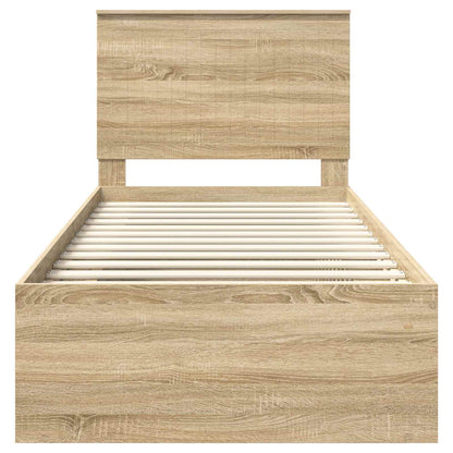 Bettrahmen mit Kopfteil Sonoma 90 x 190 cm Massives Kiefernholz