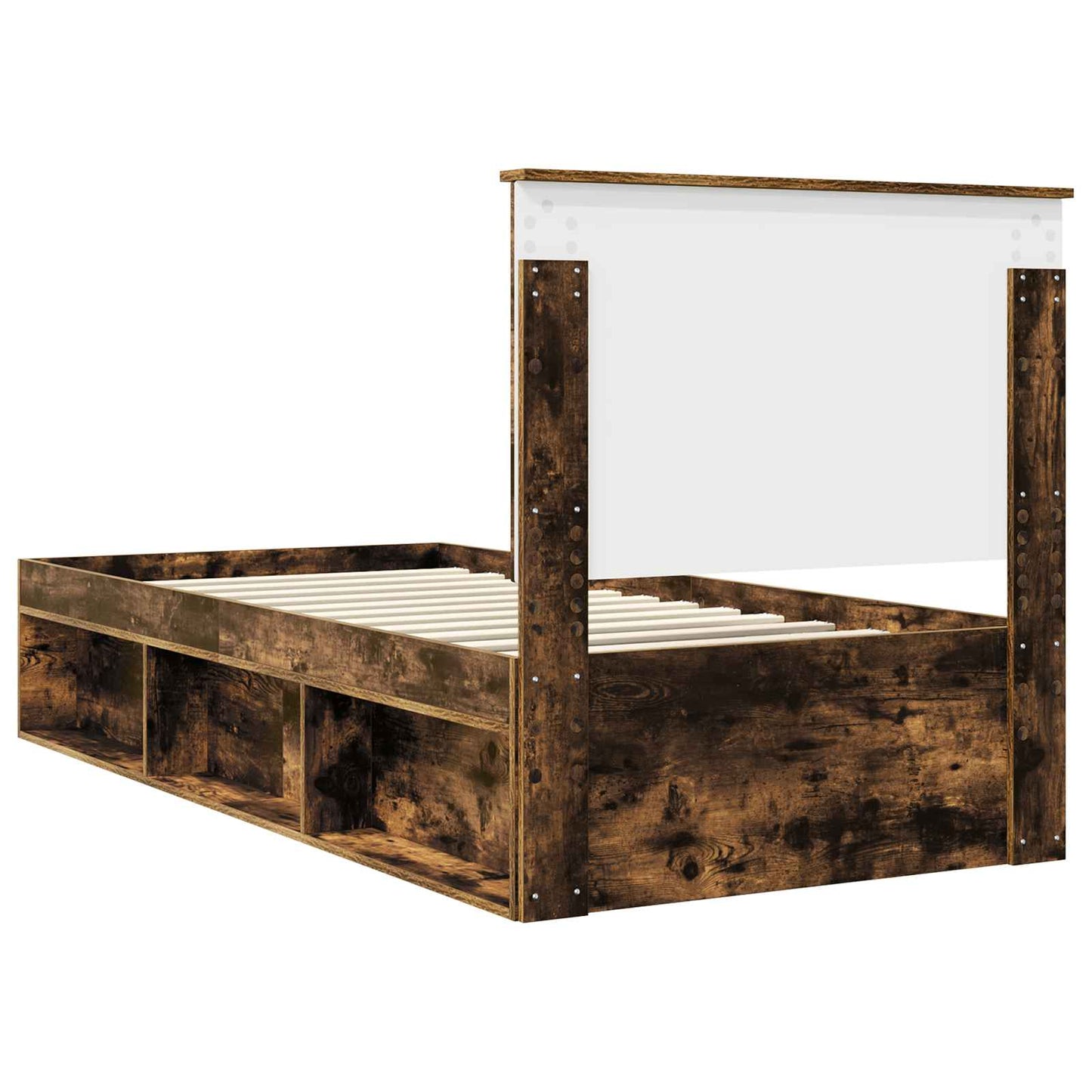 vidaXL Bettrahmen Geräucherte Eiche 90 x 190 cm Massives Kiefernholz