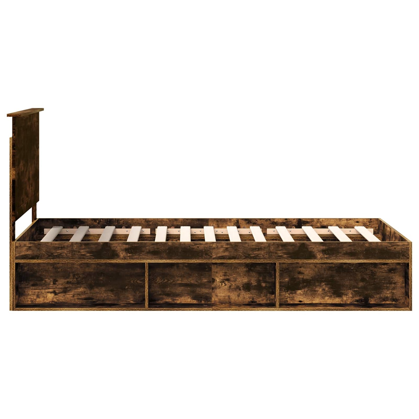 vidaXL Bettrahmen Geräucherte Eiche 90 x 190 cm Massives Kiefernholz