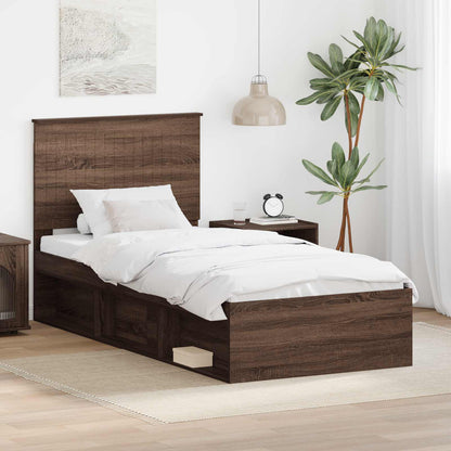 vidaXL Cadre de lit aspect chêne marron 90 x 190 cm Pin massif