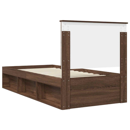 vidaXL Cadre de lit aspect chêne marron 90 x 190 cm Pin massif