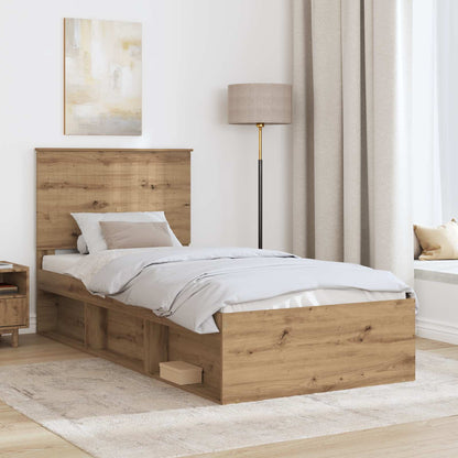 vidaXL Cadre de lit Artisanat Chêne 90 x 190 cm Bois de pin massif
