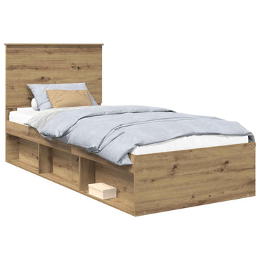 vidaXL Cadre de lit Artisanat Chêne 90 x 190 cm Bois de pin massif