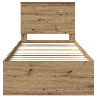 vidaXL Cadre de lit Artisanat Chêne 90 x 190 cm Bois de pin massif
