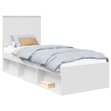 vidaXL Cadre de lit avec tête de lit Blanc 75 x 190 cm Bois de pin massif