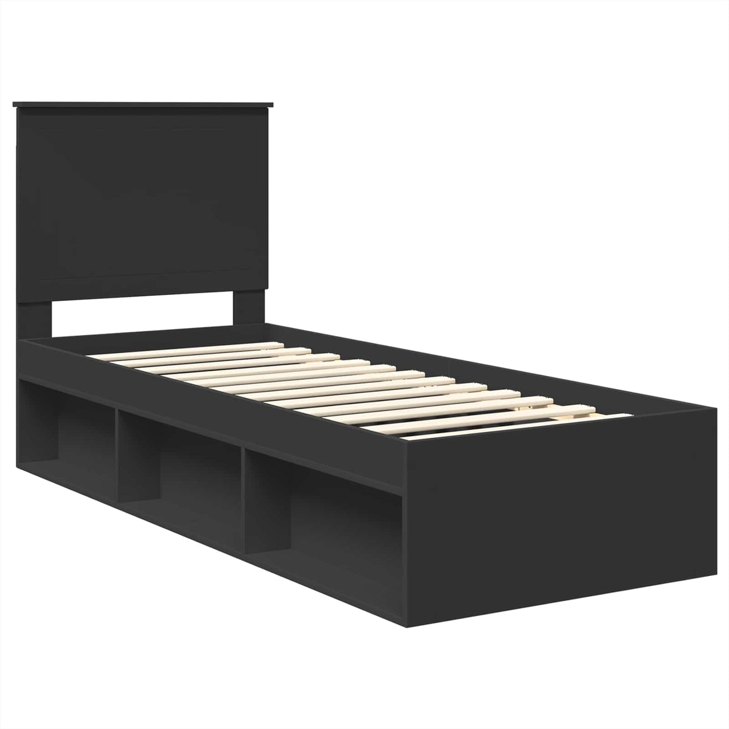 vidaXL Cadre de lit noir 75 x 190 cm Bois de pin massif