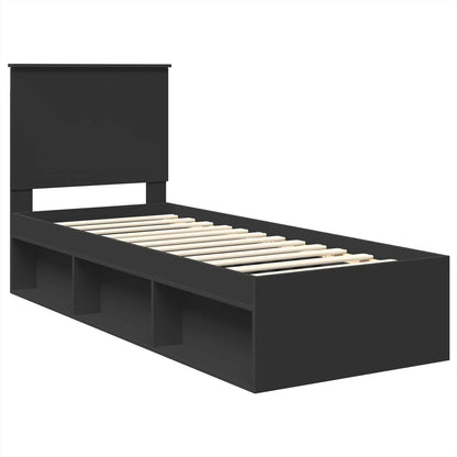 vidaXL Cadre de lit noir 75 x 190 cm Bois de pin massif
