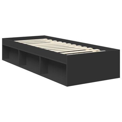 vidaXL Cadre de lit noir 75 x 190 cm Bois de pin massif