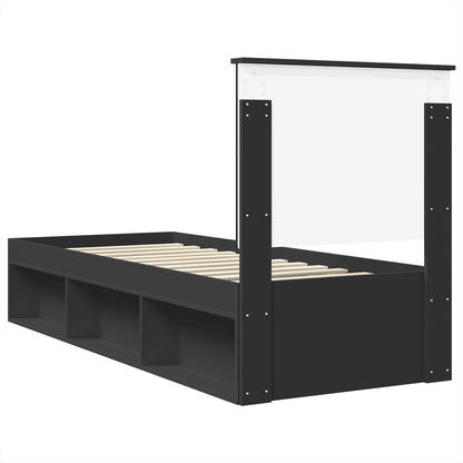 vidaXL Cadre de lit noir 75 x 190 cm Bois de pin massif