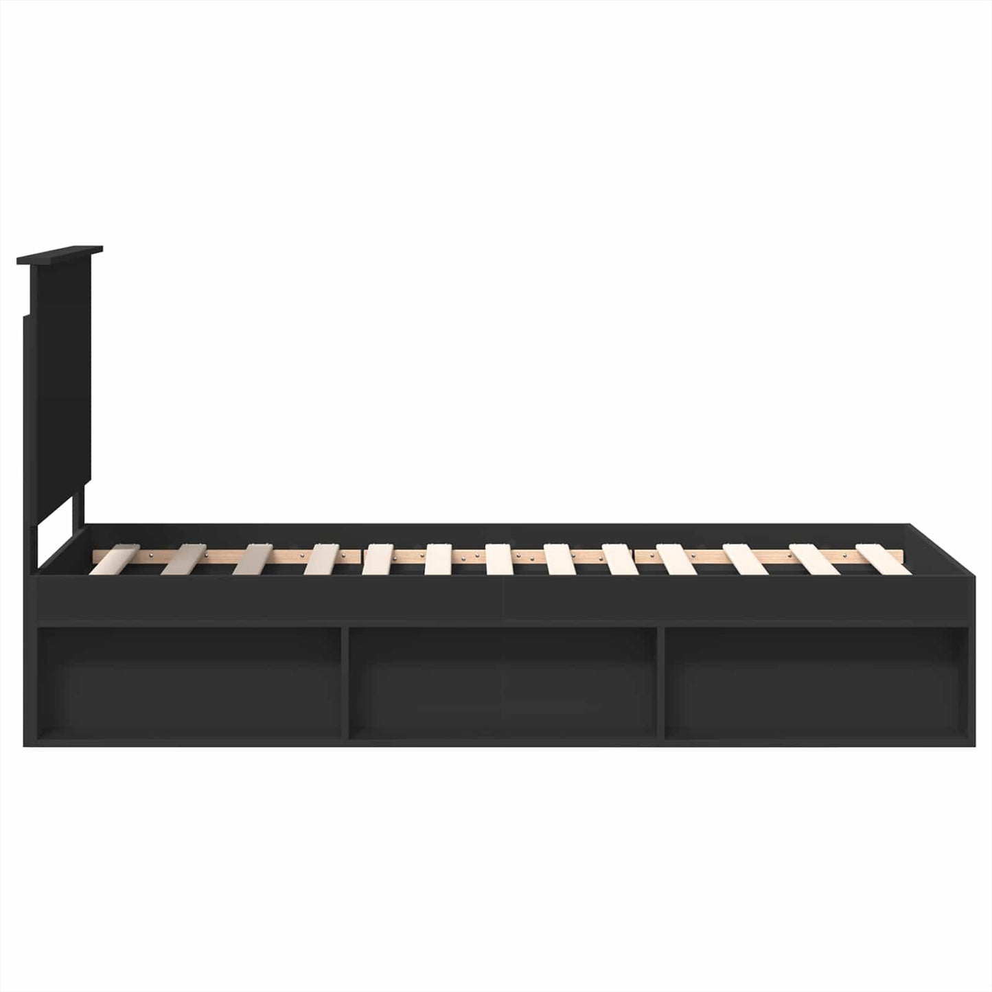 vidaXL Cadre de lit noir 75 x 190 cm Bois de pin massif