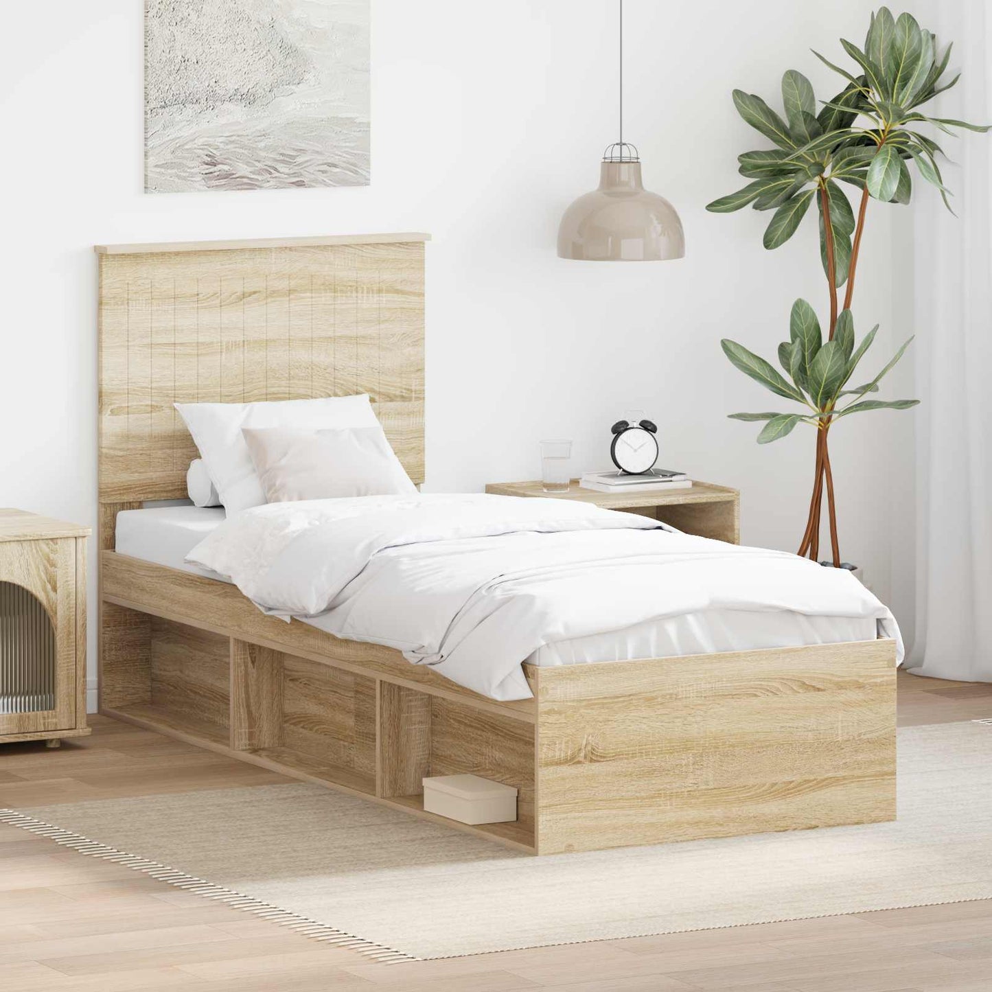 vidaXL Cadre de lit chêne Sonoma 75 x 190 cm Bois de pin massif