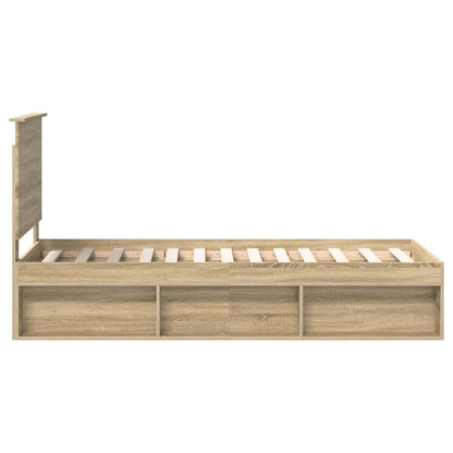 vidaXL Cadre de lit chêne Sonoma 75 x 190 cm Bois de pin massif