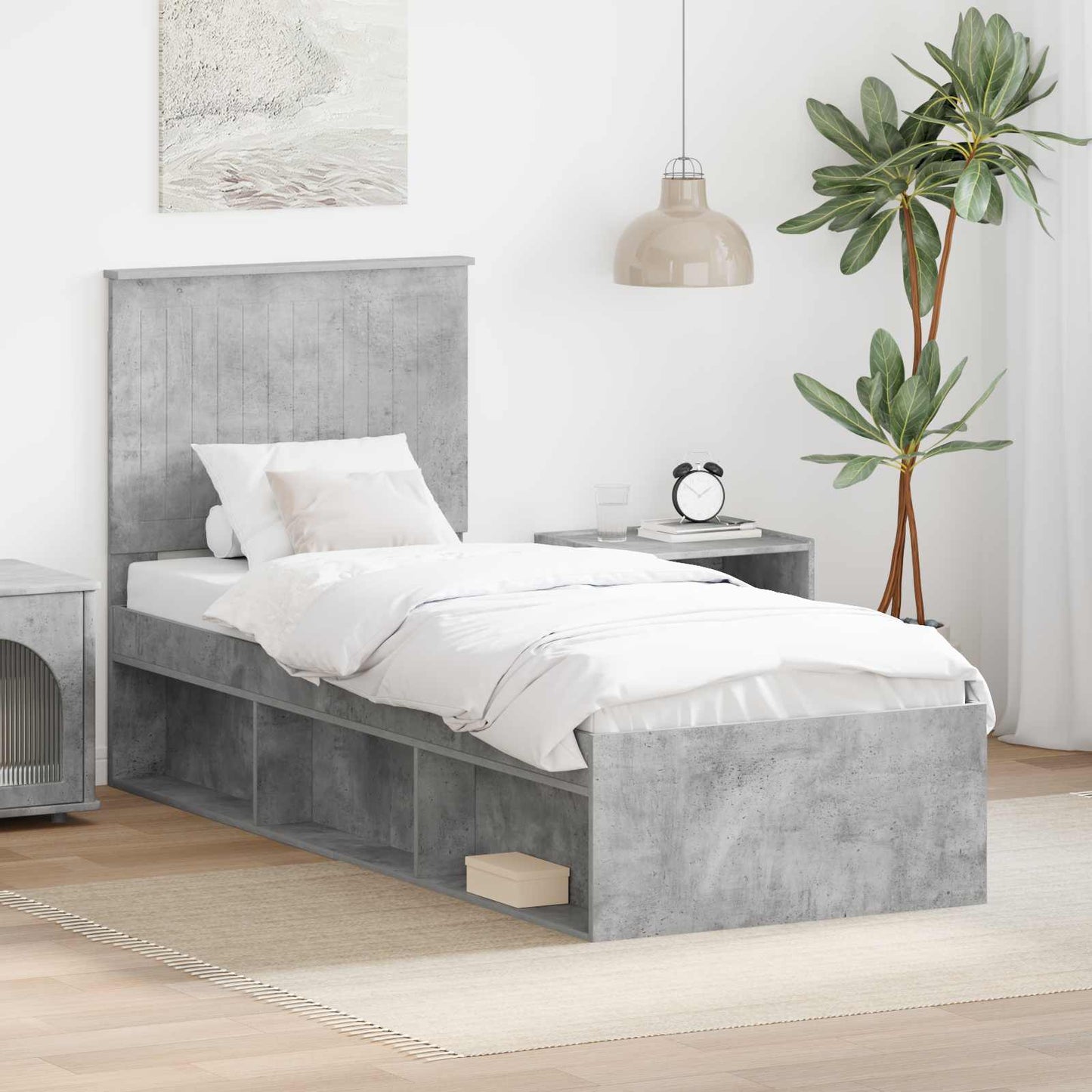 vidaXL Cadre de lit gris béton 75 x 190 cm en pin massif