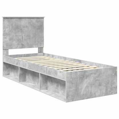vidaXL Cadre de lit gris béton 75 x 190 cm en pin massif