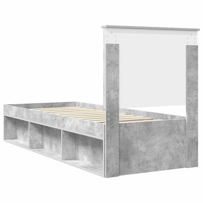 vidaXL Cadre de lit gris béton 75 x 190 cm en pin massif