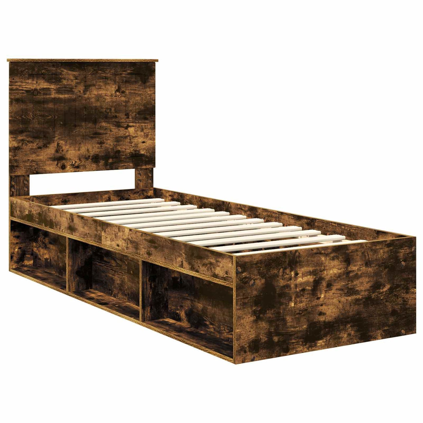 vidaXL Cadre de lit Chêne fumé 75 x 190 cm Bois de pin massif